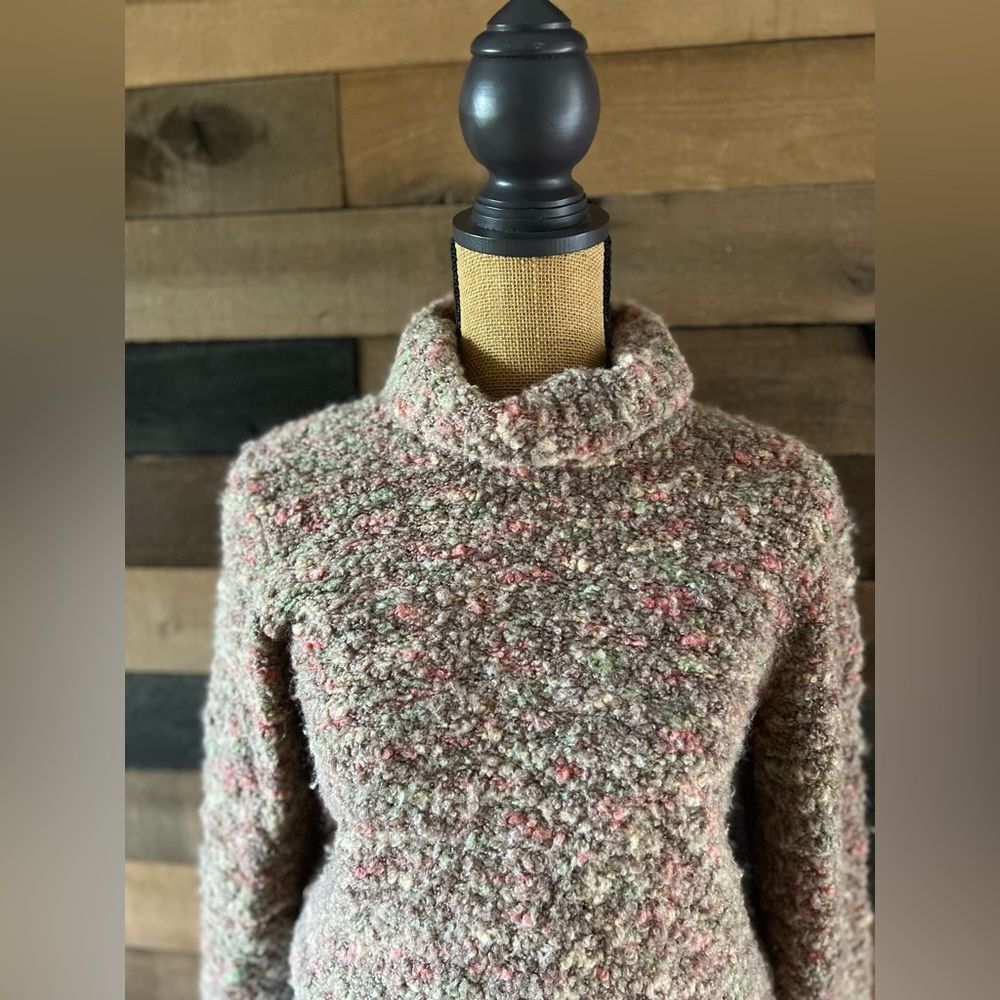 Talbots Wool Mohair Blend Turtleneck Sweater  Multicolor Knit Made In Italy - Picture 4 of 11